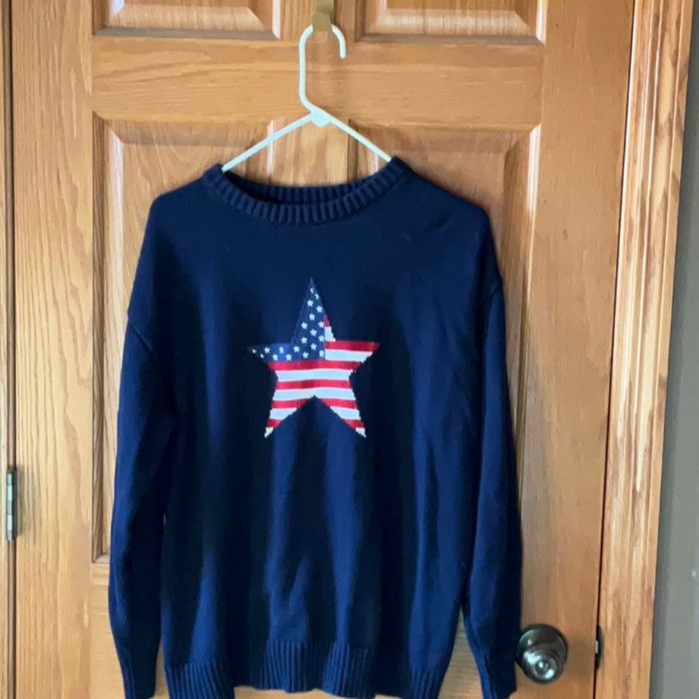 Charlotte Russe Navy Sweater with Red, White & Blue Star